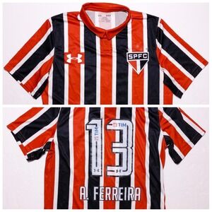 UNDER ARMOUR São Paulo SPFC Ferreira Soccer Football Jersey Red Striped Medium M